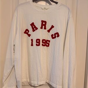 H&M Cream Long Sleeve Tee with Red Print